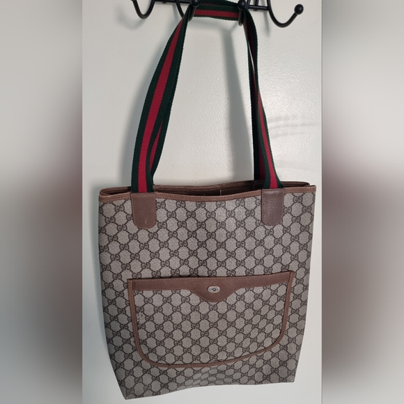 GUCCI WEB TOTE (MINOR HANDLE FRAY & CORNER ABRASION) - Picture 6 of 16